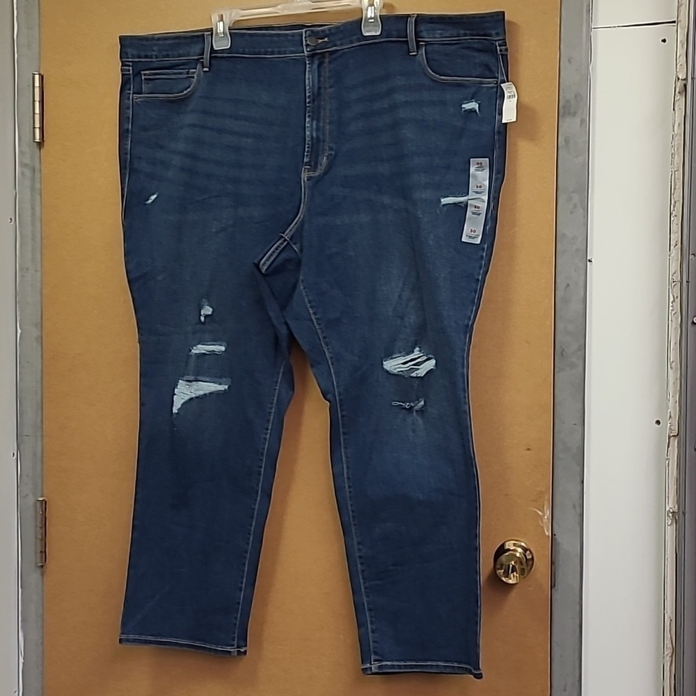 Old Navy Medium Dark Wash Mid Rise Power Slim Straight Jean